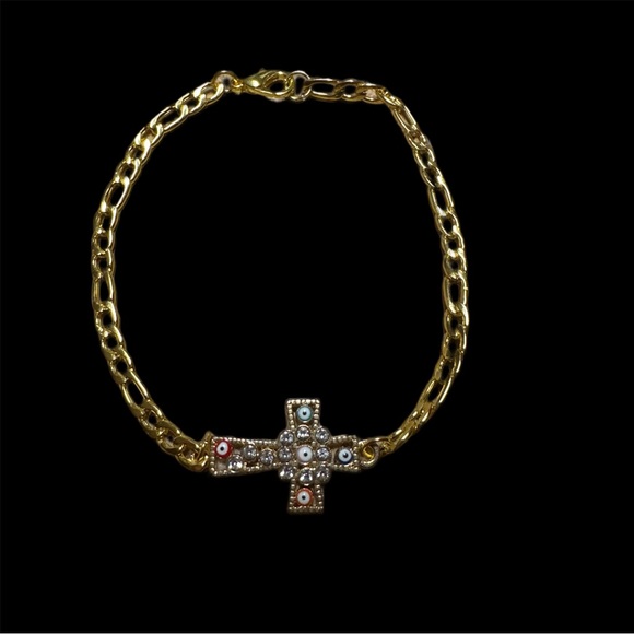 Cross Charm Bracelet-Goldtone - Picture 3 of 3